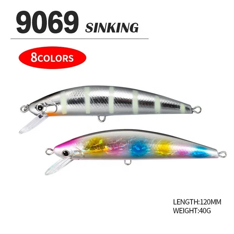 2023 New Design Long Casting Heavy Sinking Minnow 120mm 40g For Trout Hard Spanish Mackerel Sea Bass Wobbler Baits