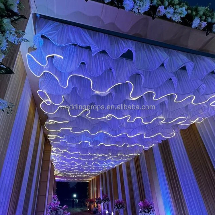 Wedding Supplies Hanging White Ceiling Drape Light Event Decor Ceiling Stage Drape Curtain Backdrops