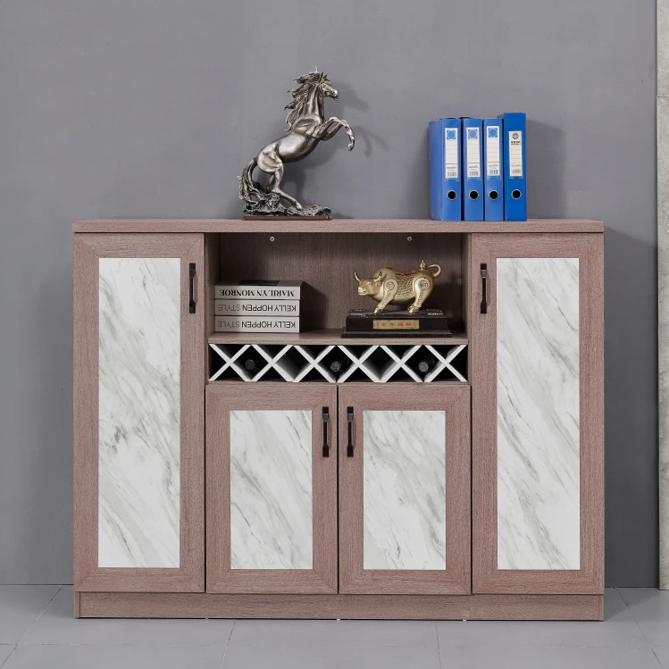 Hot selling commercial office furniture metal walnut wooded wine rack bookshelf file cabinet