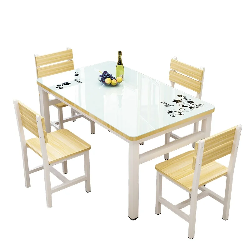 Combination home modern simple small apartment rectangular rental room tempered glass dining table
