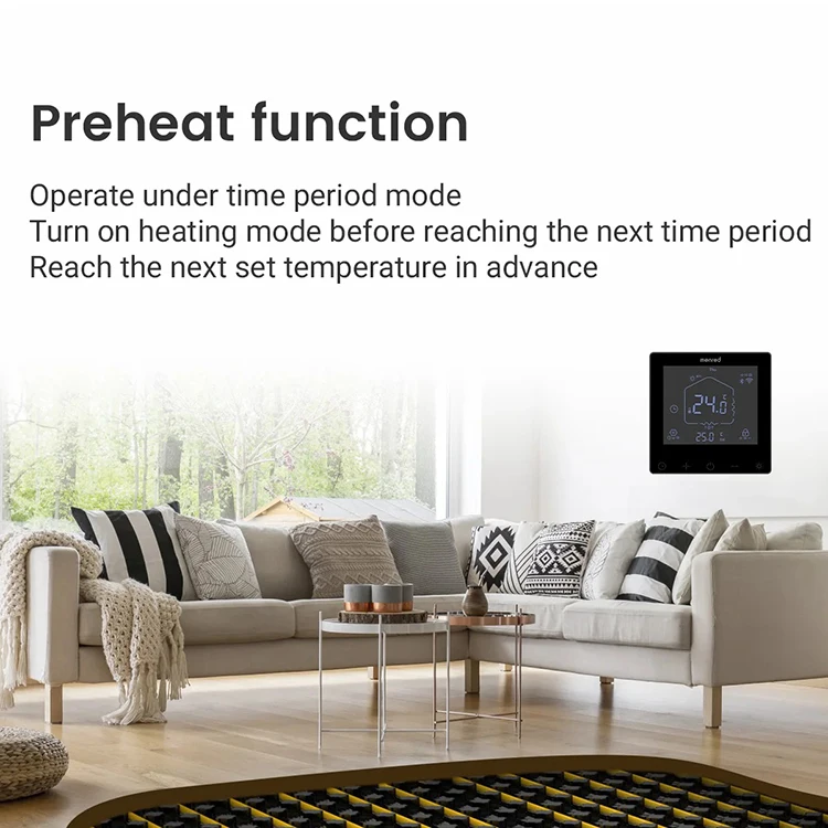 MENRED RT52 Tuya Wifi Touch Screen Floor Heating Programmable Smart Thermostat for Room Heating