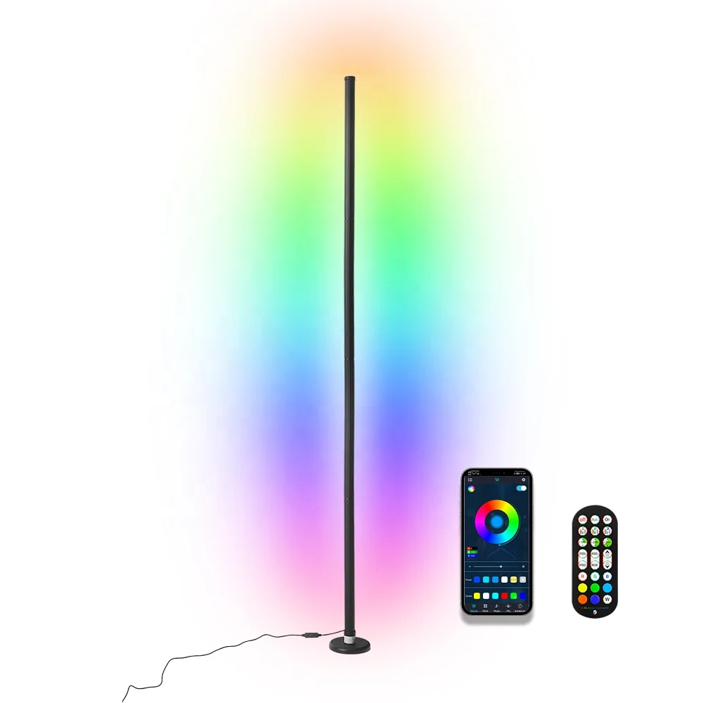 Drop Shipping APP Control Decorative Stand Nordic Modern Color Changing Corner LED RGB Floor Standing Lamp For Living Room