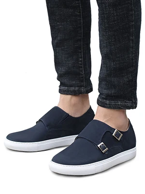 Wholesale elevator double monk strap casual shoes walking style slip on shoes men