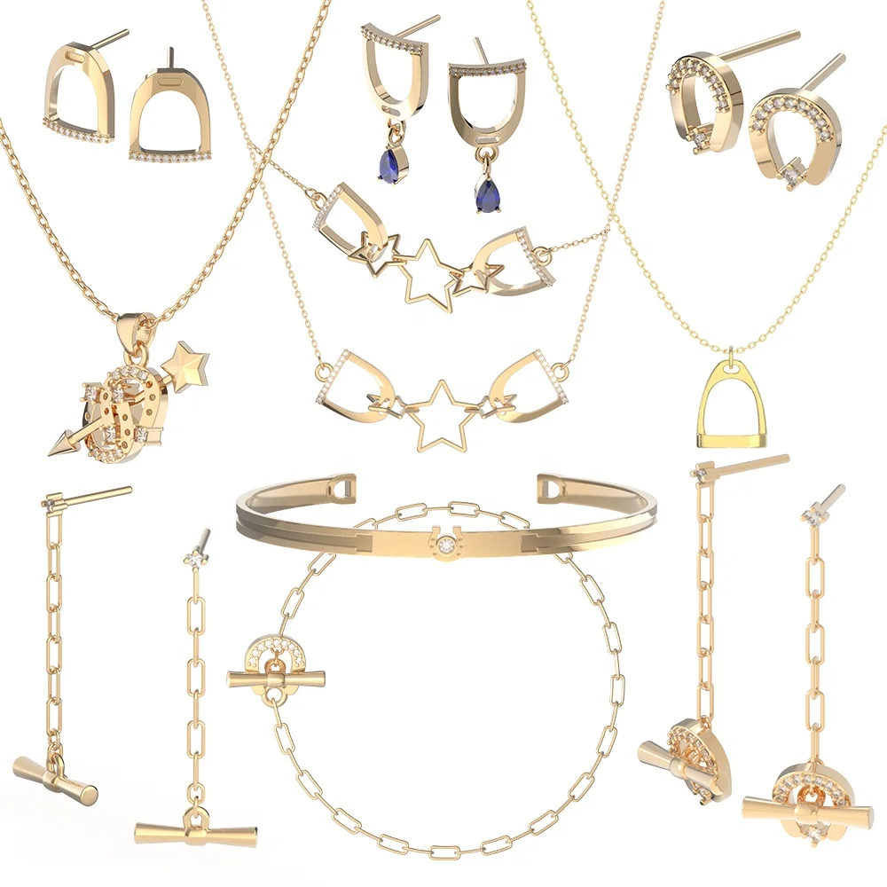 Aiz ODM Private Designer 14K Solid Gold Jewelry Earrings Chain Star Heart Earring Custom Earring Manufacturers