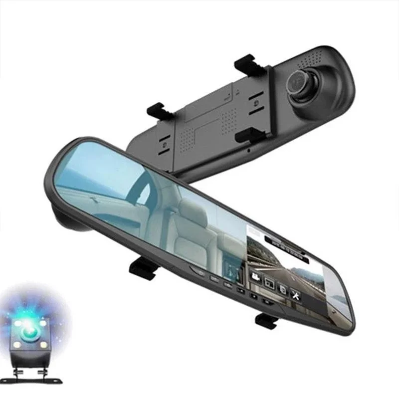 Автомобильный видеорегистратор HD с 2 объективами 3 0 дюймовым IPS камерой ночным видением и циклической записью