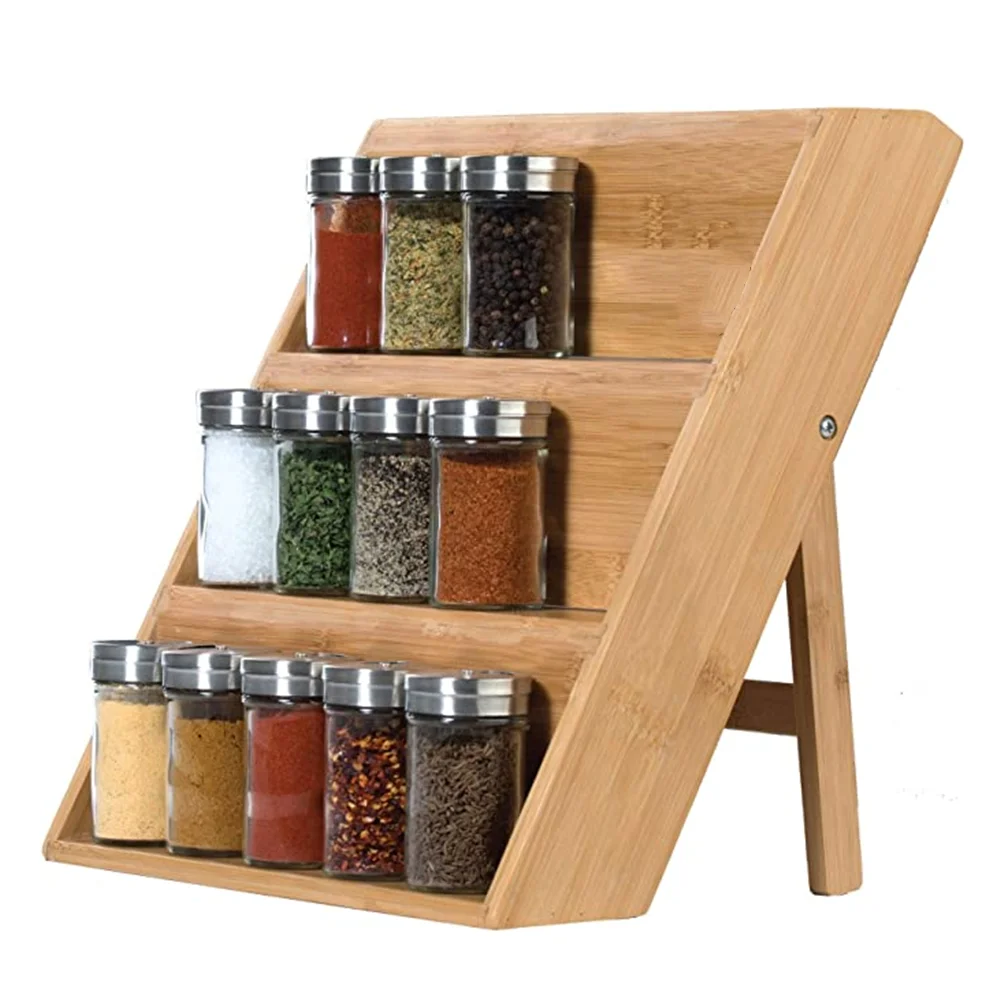 Kitchen Wooden Spice Rack 3 Tier Bamboo Spice Rack Support Custom Spice Rack Organizer