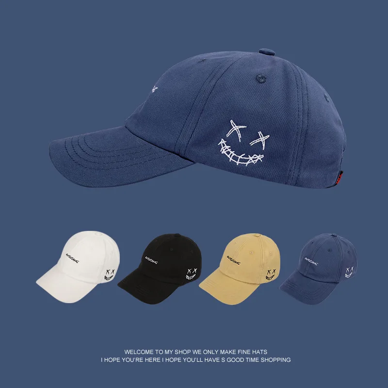 Classic custom personalized funny face embroidery soft top 6 panel baseball cap universal sunshade sports cap Trucker Cap