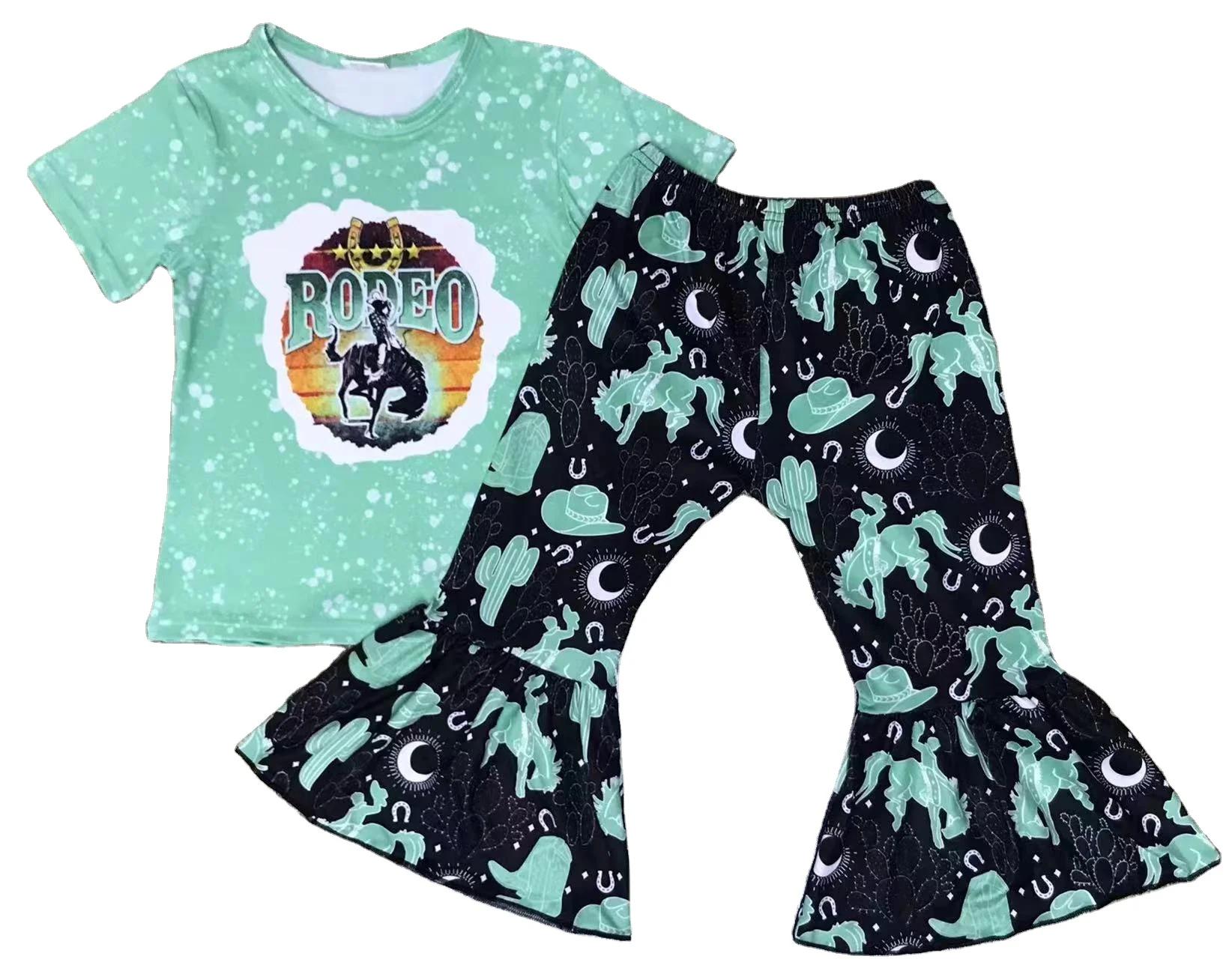 western style chic baby boys summer spray-ink outfit wholesale boutique clothing set