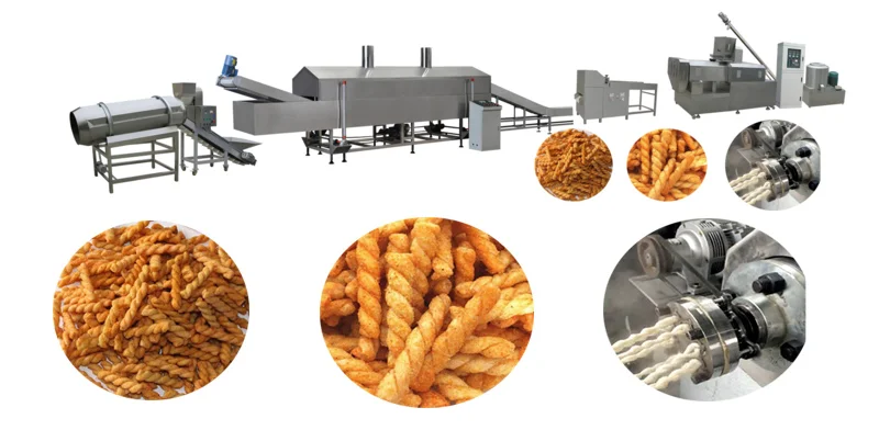 Fried Corn Bugle Snacks Food Extruder Machine Fried Chips Snacks Making Machine Fried Tortilla Snack Production Line