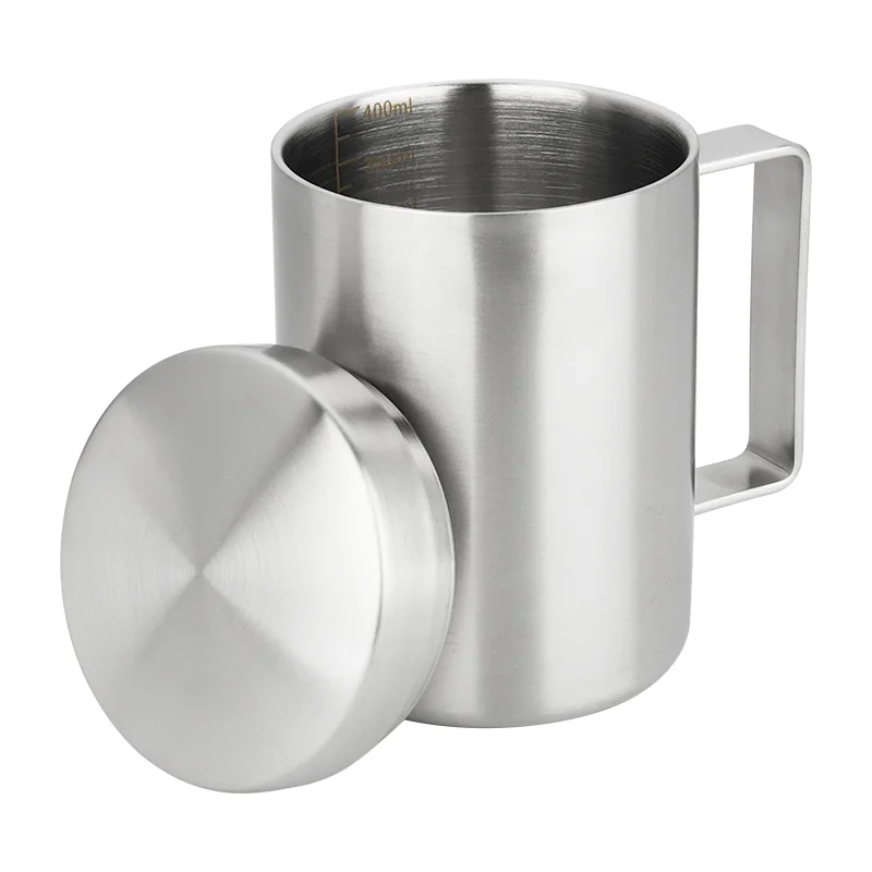 Shatterproof 300ml 400ml 10oz Double Wall Coffee Cups Stainless Steel Tumbler Mug with Handle