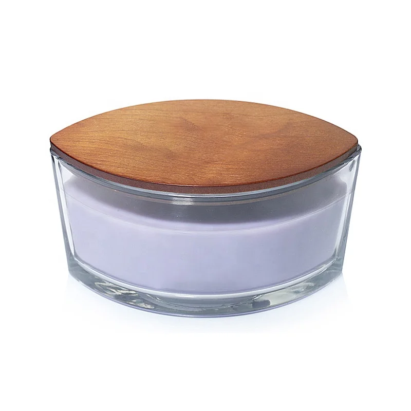 Luxury Woodwick Aromatherapy Candles Unique Oval Ellips Glass Candles Woodwick Candle Jar With Wood Lid