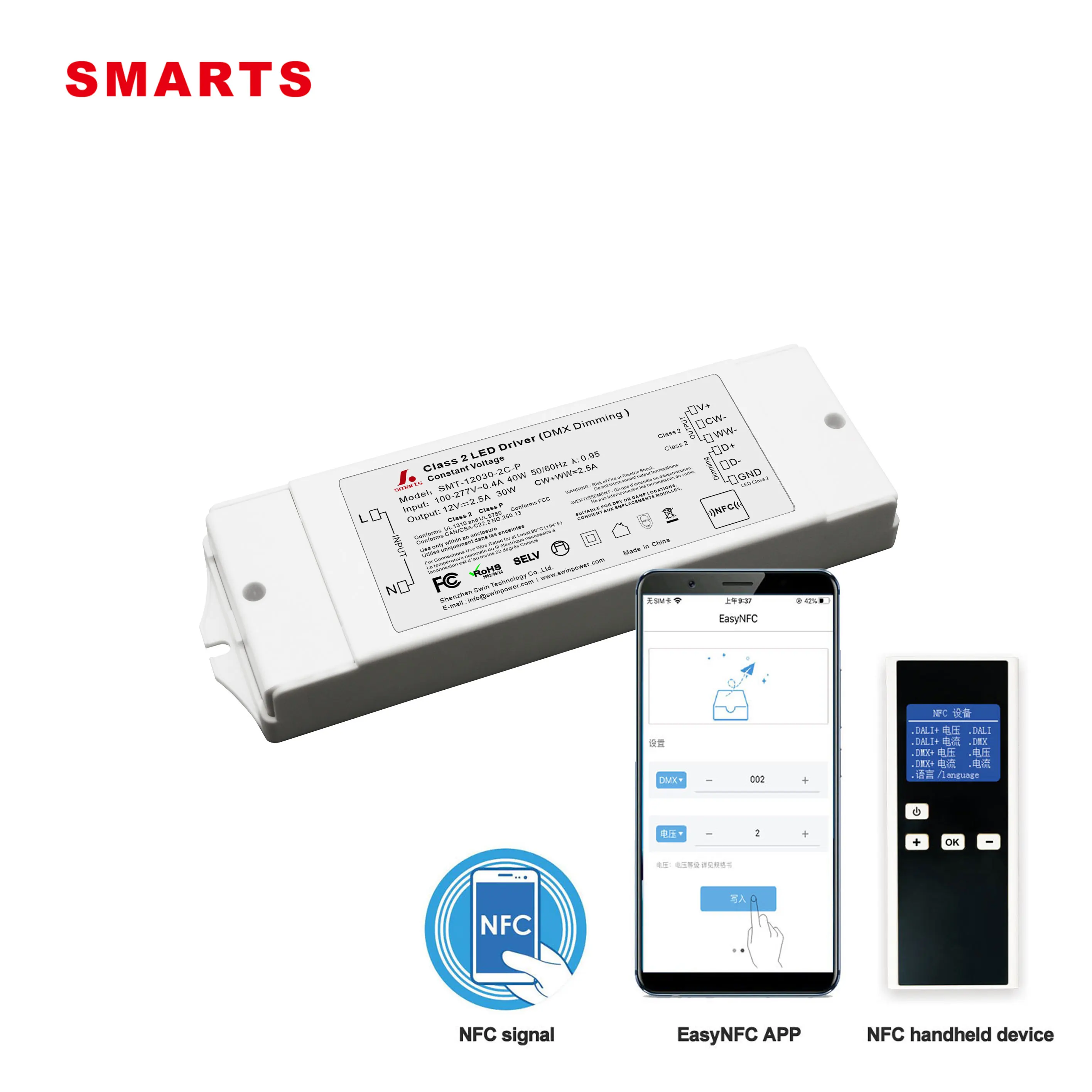 UL listed 24V 30W led driver dmx 2 channels CCT dimmable 24 led driver