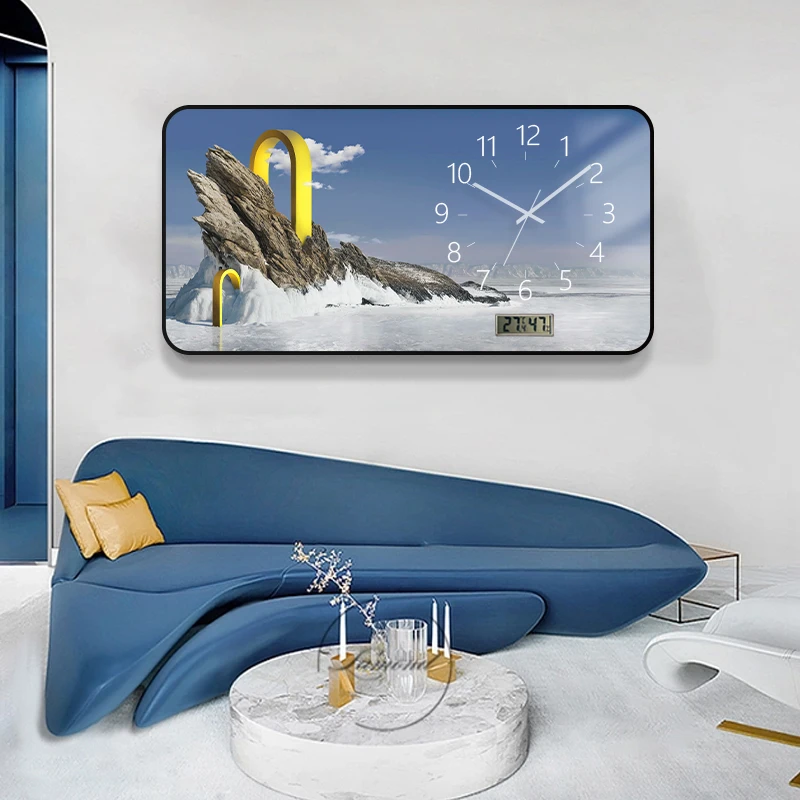 Nordic Large Modern Square Abstract Wall Clock Living Room Home Decoration Simple Fashion Art Porcelain Painting Mural Clock