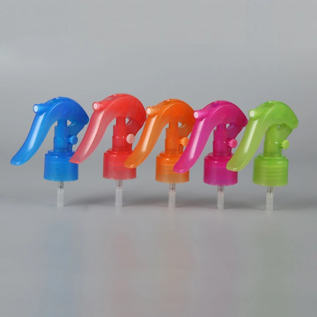 plastic water cleaning mini  trigger sprayer 24/28 Colorful  non-spill PP plastic smooth ribber cleaning trigger sprayer