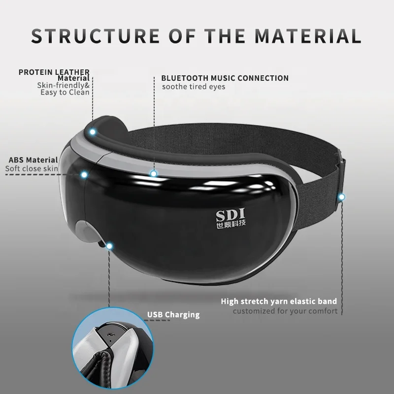 SD-200 ABS 4 modes Air pressure Wireless intelligent heating electric vibrating  eye massager release brain fatigue