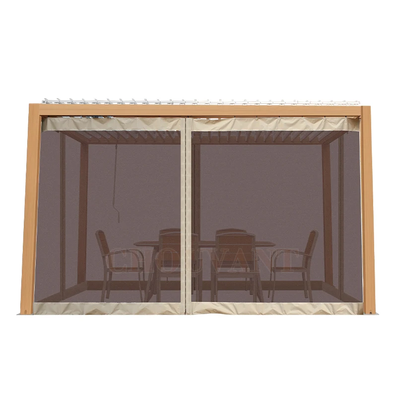 3x4 Bioclimatic Sliding Louver Aluminum Terrace Roof Electric Open Outdoor Pergola with LED Sunshade and Optional Plastic Frame