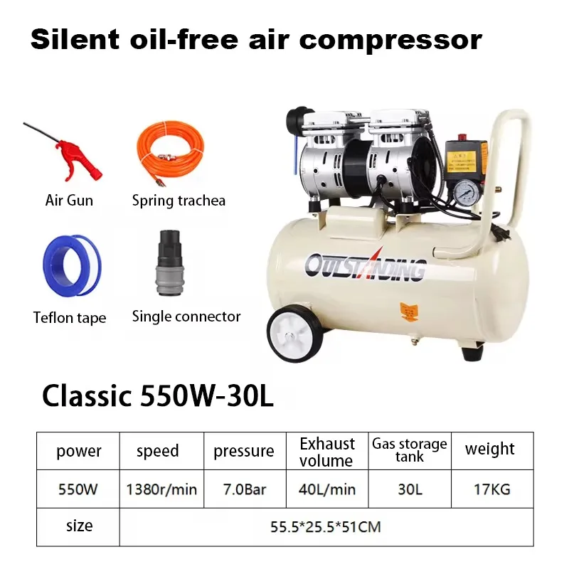 Premium 40L Air Compressor Portable High-Pressure Silent Air Pump for Compressor. Small Oil-Free Industrial-Grade Air Compressor