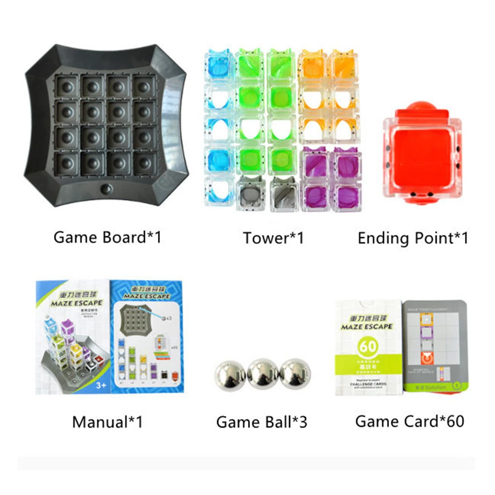 STEM Educational Science Kit Labyrinth Escape Ball Run Brain Logical Thinking Marble Maze Game Building Toy For Kids