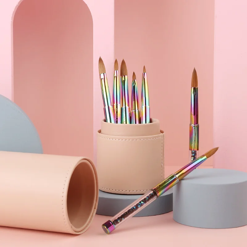 USA TOP Quality Metal Handle Nail Art Tool Size 2 4 6 8 10 12 14 100% Pure Kolinsky Sable Acrylic Nail Brush