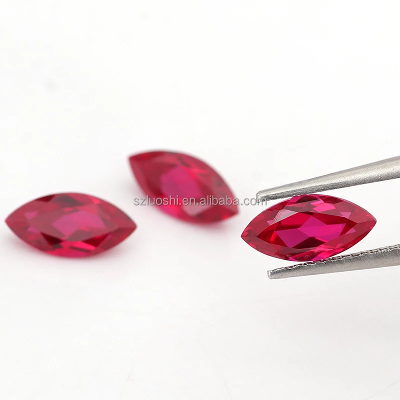 Beautiful Gems Luxury Customized Lab Grown Gemstones Precious Created Marquise Cut Synthetic Ruby Stone for Fine Jewelry Making