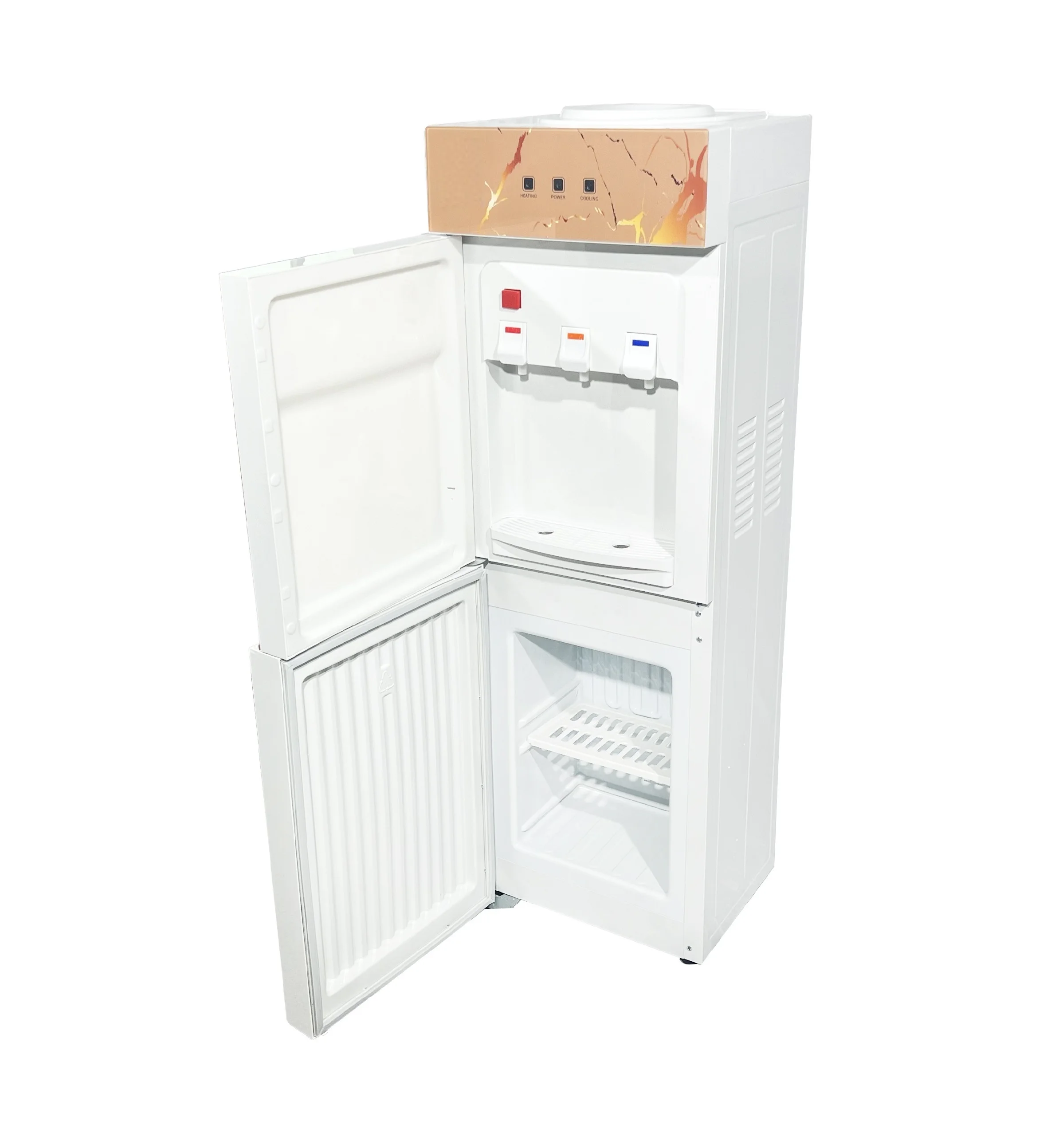 Free Stand Top Load  Hot Cold 3 taps Electric Water Dispenser with Refrigerator/fridge glass Door  compressor cooling Home Hotel