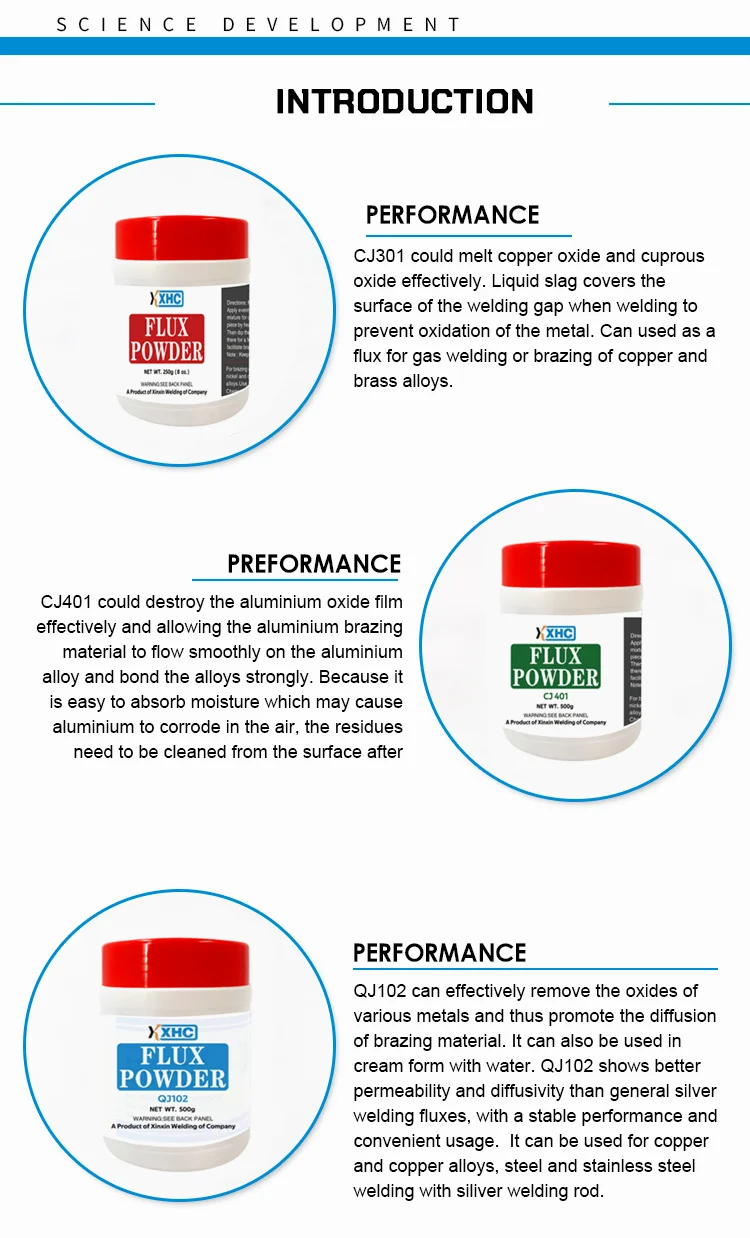 High efficiency copper solder powder flux CJ301 vial packaging 250g