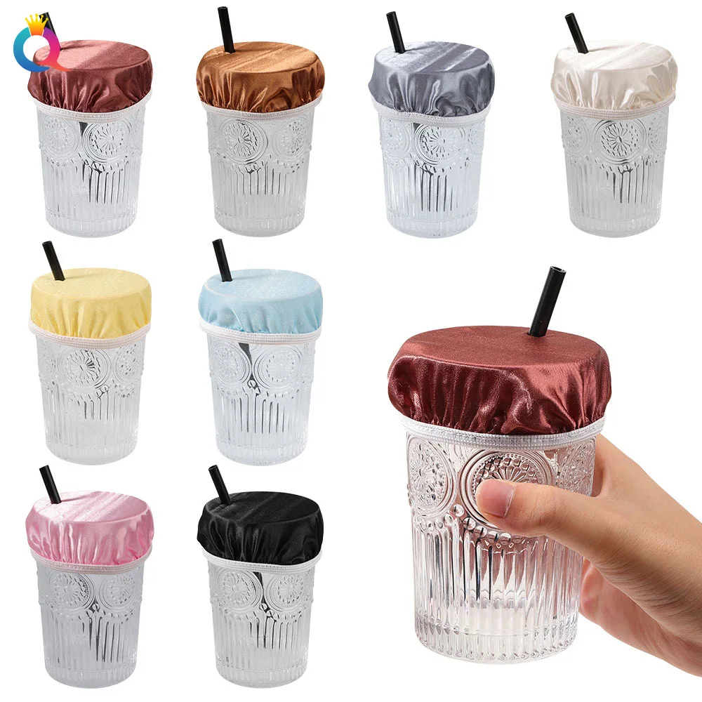 Quality assurance  Drink Covers for Alcohol Protection Reusable Drink Cover Scrunchie with Straw Hole Keep Out Unwanted Items