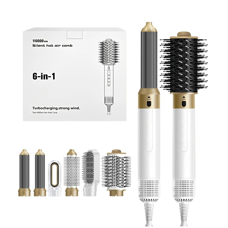 6 In 1 Multi-Styler Oem Brand Ionic High Speed Hair Dryer Set For Curl Straighten All In One For Home Hotel Travel Gifts