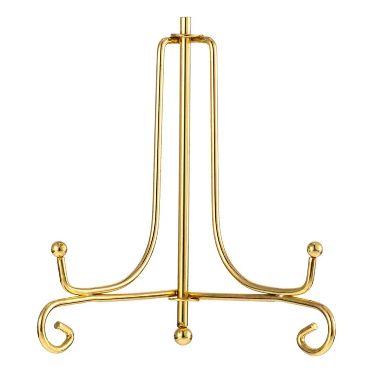 Best Quality Metal Golden Folding Plate Rack Gold Color Iron Display Easel Stand Restaurant Dish For Home Decor