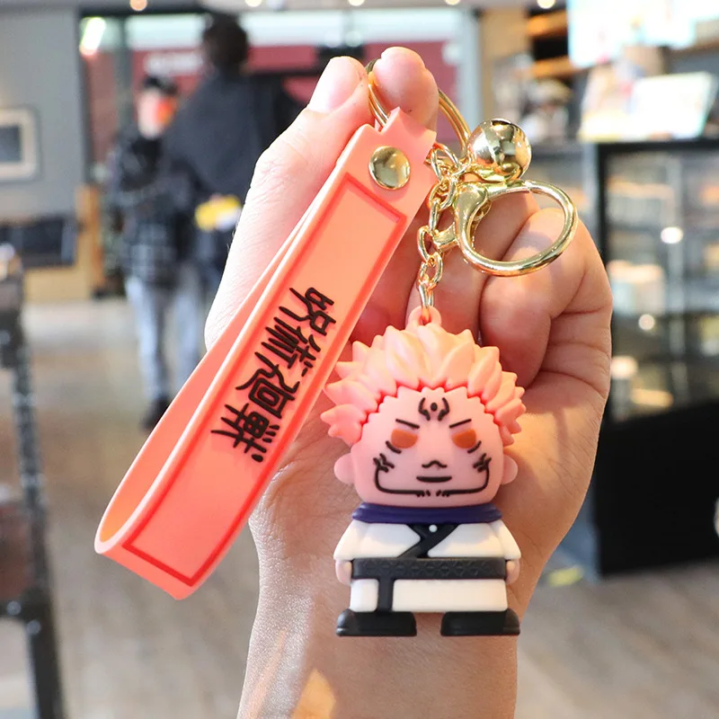 High quality New Anime 5 styles Q version creative cartoon car schoolbag pendant Chain Key Chain Jujutsu Kaisen Itadori Yuji