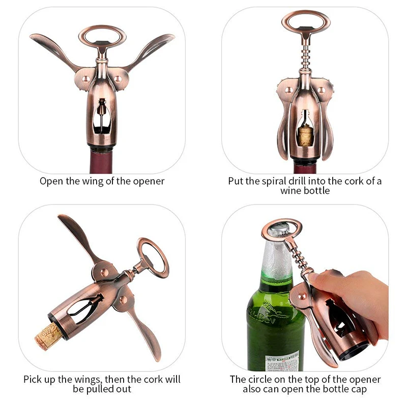 Bronze Color Reasonable Price Wing Corkscrew Wine Bottle Opener
