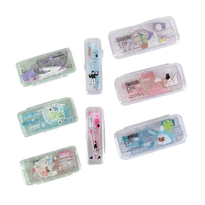 7 шт. офисные канцелярские принадлежности ластик линейка наборы для рисования транспортир треугольные ножки линейка набор