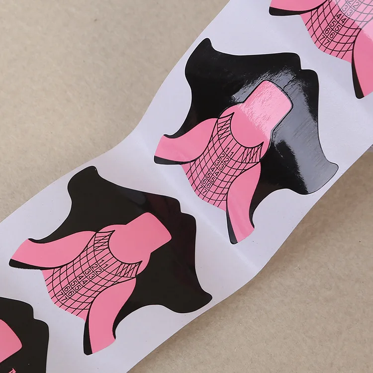 High quality Holographic Paper Nail form Custom LOGO Strong plastic nail forms for Acrylic nail