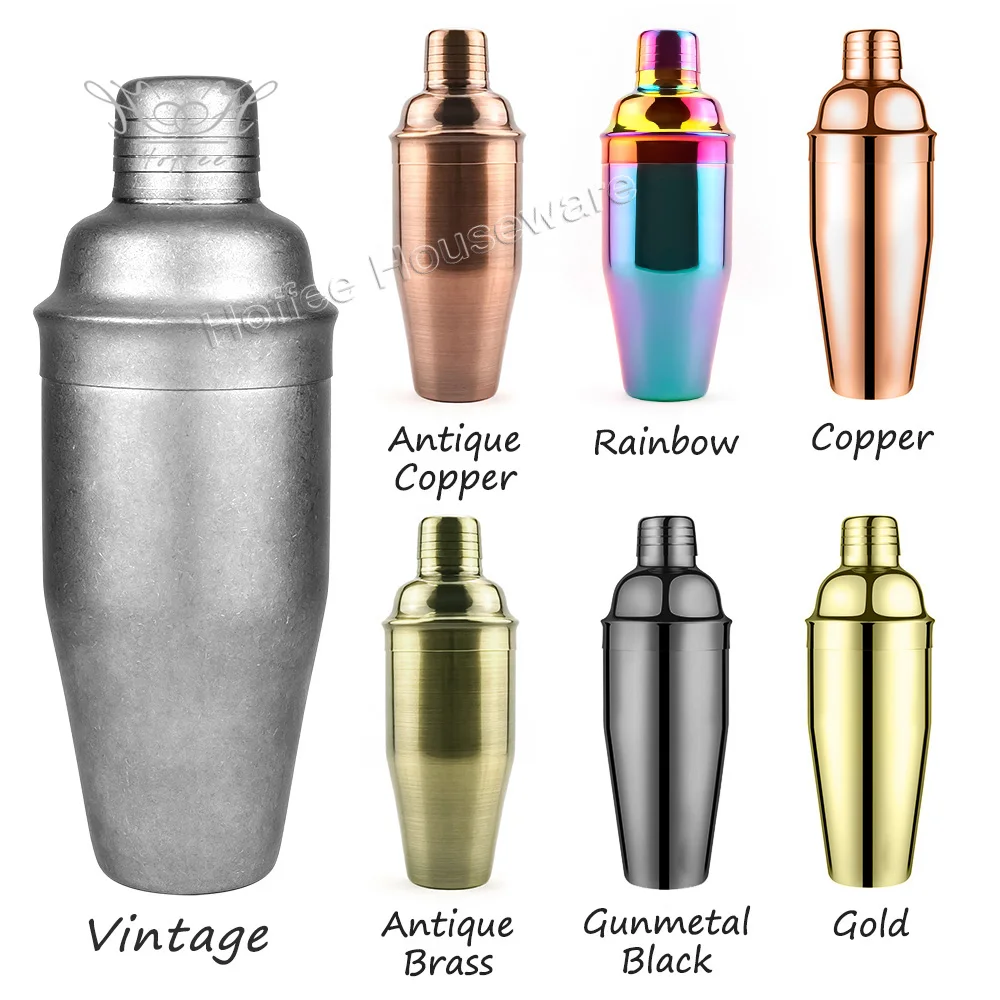 Vintage Finish 24oz 700ml Heavy Duty 3 Piece Cocktail Shaker Set Stainless Steel Strainer Metal Wine Mixer Bar Shaker