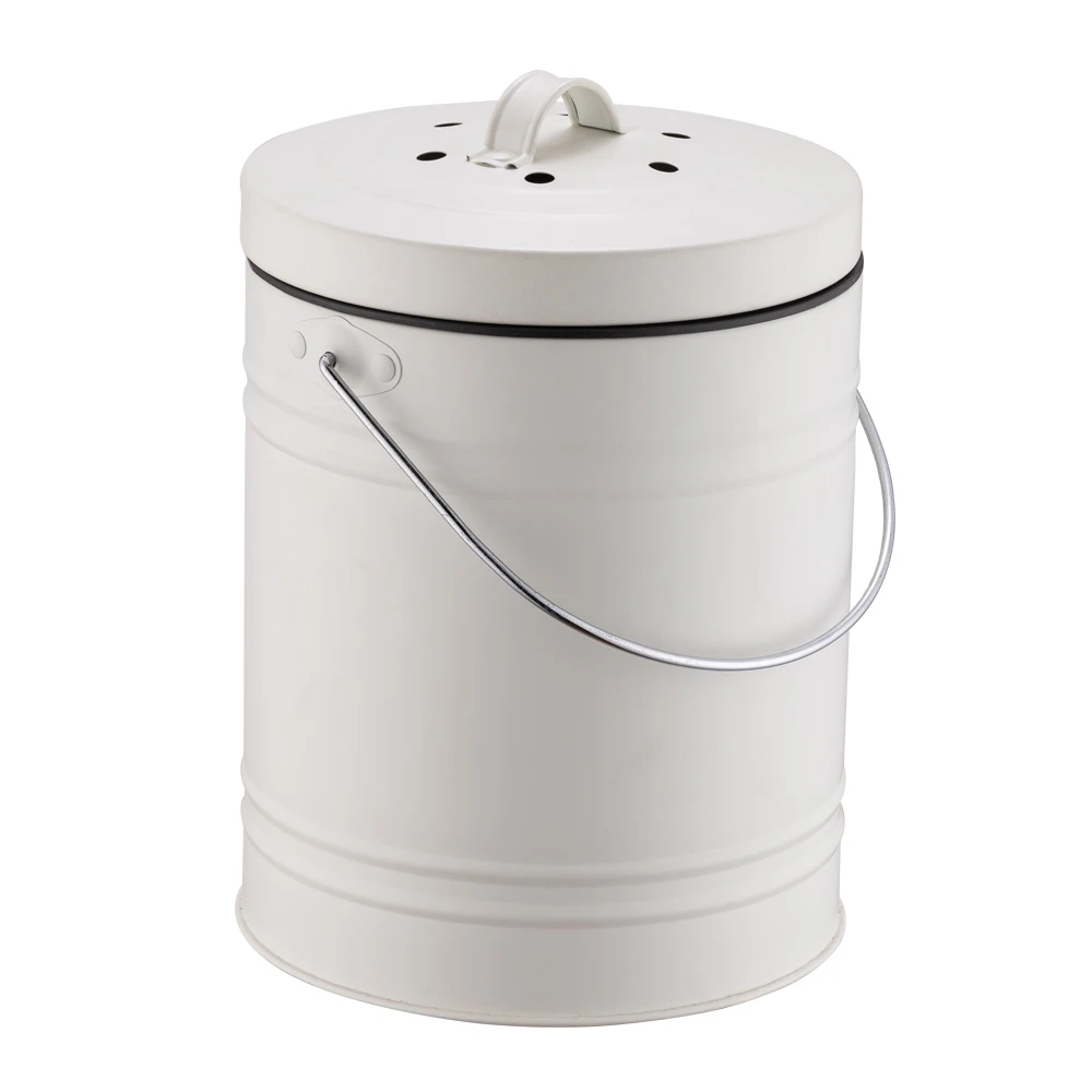 
Round Shape Household Metal Open Top Filter Recycle Compost Bin for Home Kitchen 