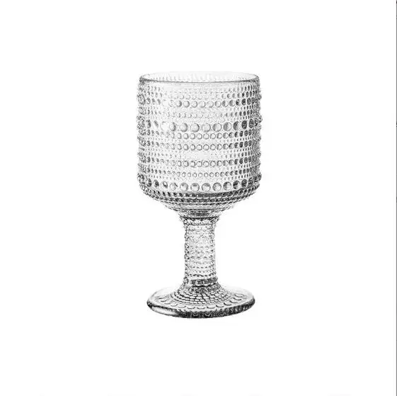 Solid Color Bead Embossed Vintage Wine Glasses Goblet 8oz 11oz  Red Wine Glasses For Family Party Wedding