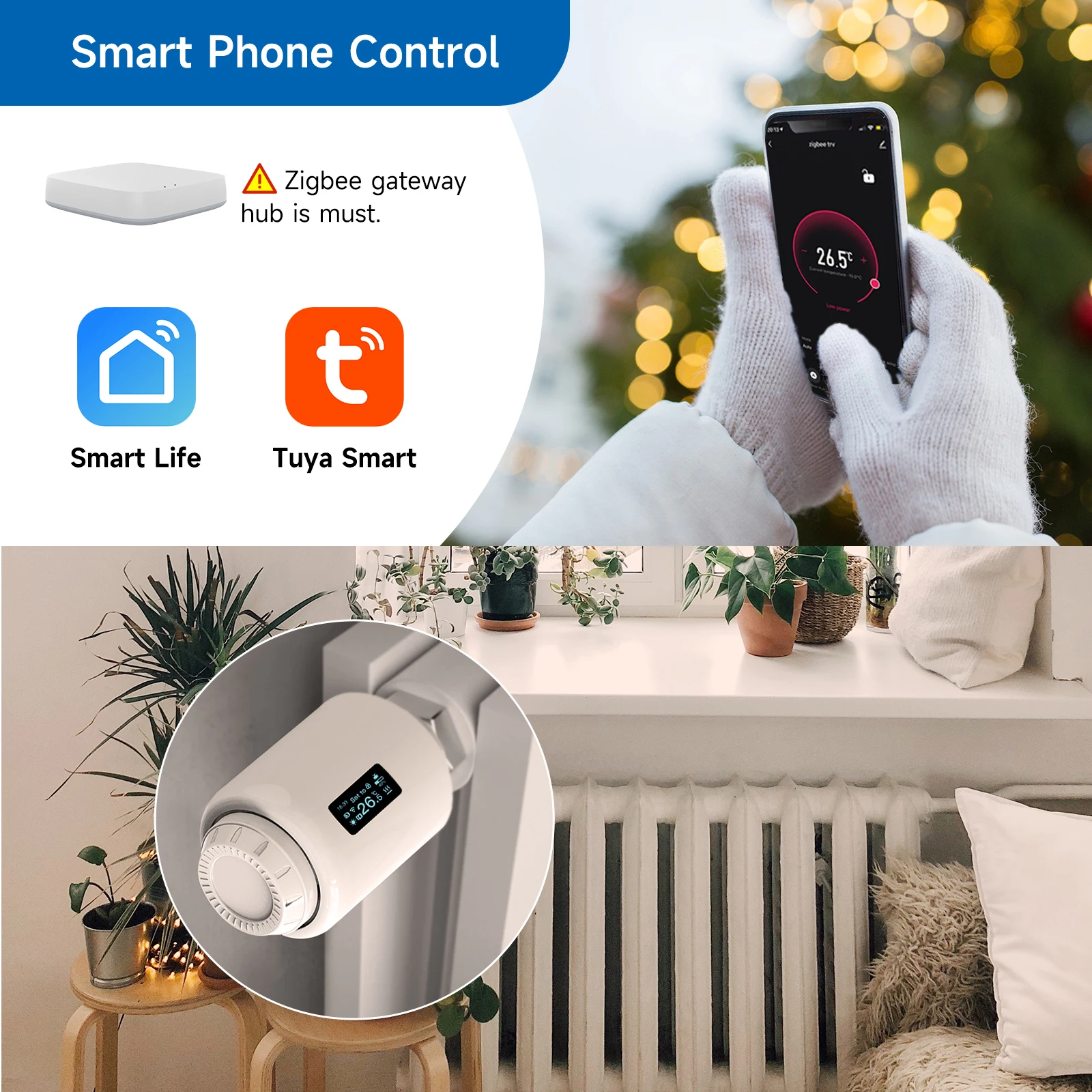 Beok ZigBee Tuya Smart Thermostatic Radiator Actuator Valve Programmable TRV Thermostat