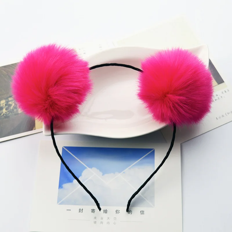 Accessories colorful tie dye Hairball Cat ear Headband for women and girls hair hoop