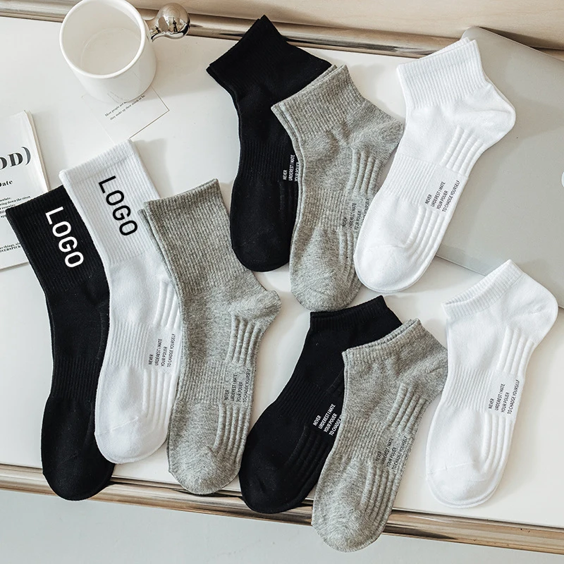 Wholesale Custom Socks Crew Mens Sport White Socks Custom Logo Cotton Unisex Socks