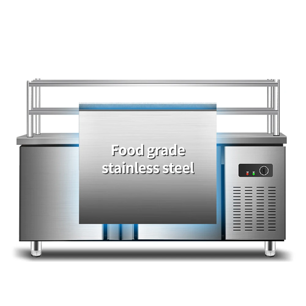 Kitchen Refrigerator Stainless Steel Countertop Operating Refrigerated Freezer