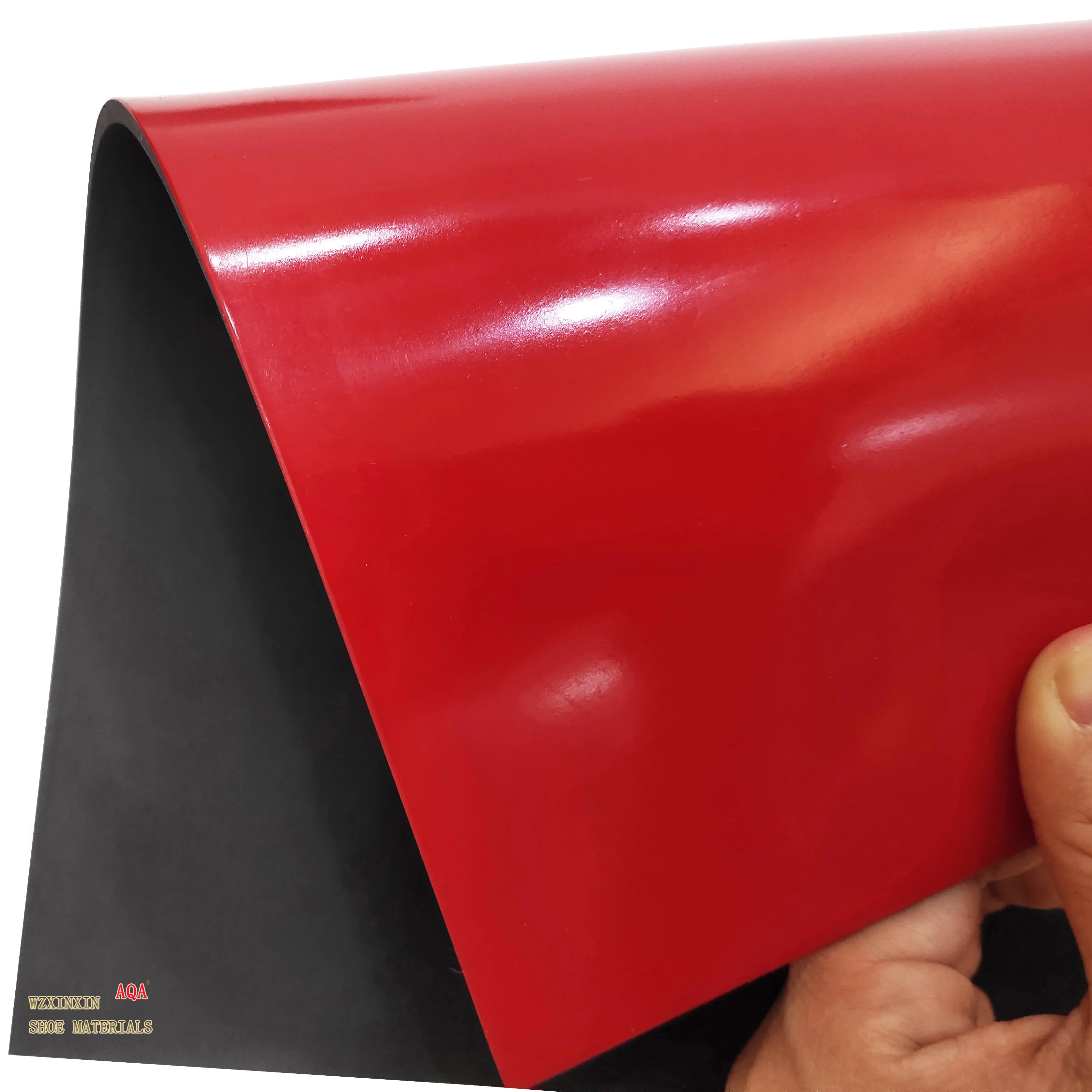 China manufacturer of high quality red shiny rubber sheet for men sole and lady soles