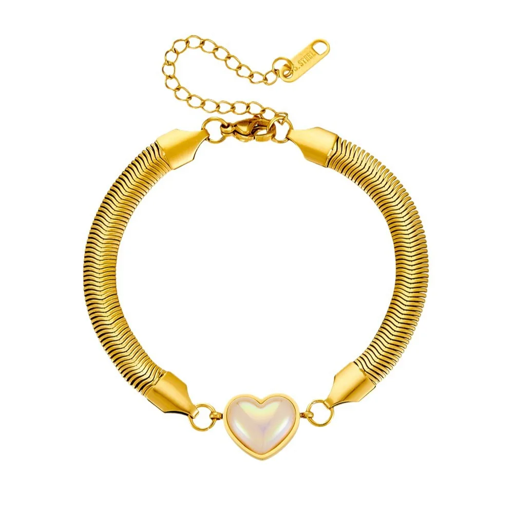 European and American Titanium Steel 18K Furnace Vacuum Plating Bracelet Turquoise Lucky Tree Frosted Peach Heart Wrist Ring