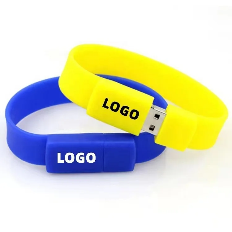 Promotional Custom Logo Silicon Bracelet USB Flash Drives 1GB 2GB 4GB 8GB 16GB 32GB 64GB 128GB 256GB wristband disk 2.0 3.0