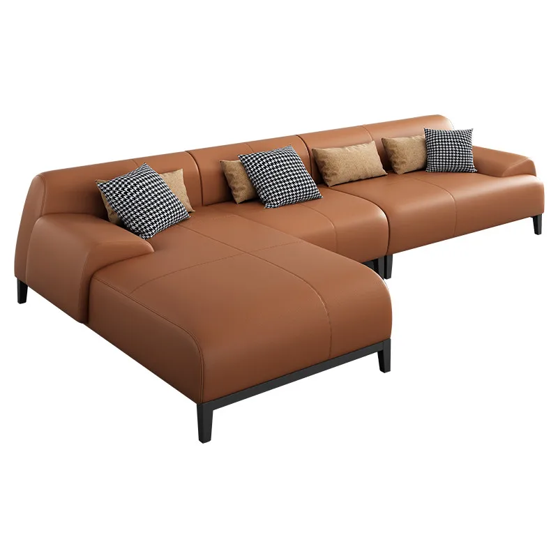 
Leather sofa living room furniture 2020 new Italian simple three-seat sofa 