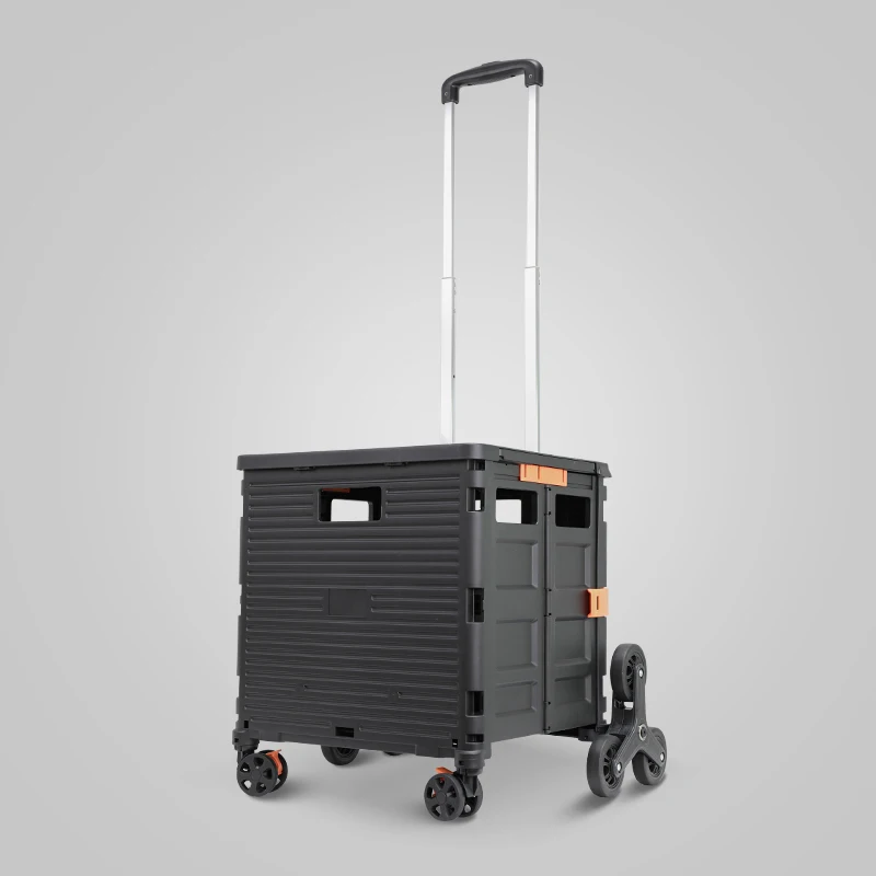 BAOYU Supermarket Shopping Baskets Folding Stairs On Cart Foldable Trolley Shopping Trolleys & Carts