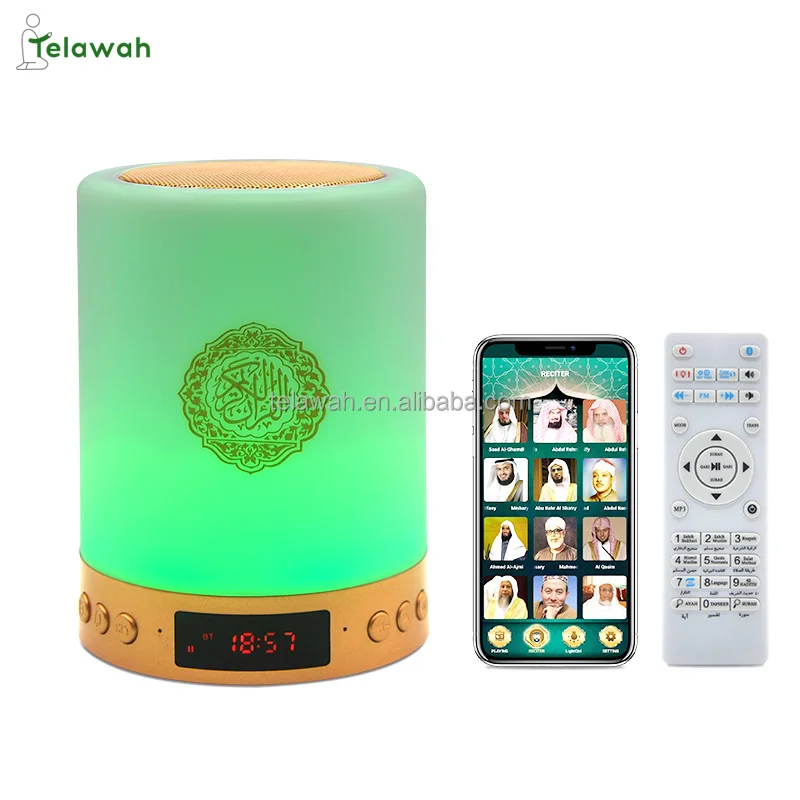 Telawah Colorful Atmosphere Light Remoto Control Touch Lamp Quran Speaker Coran Player