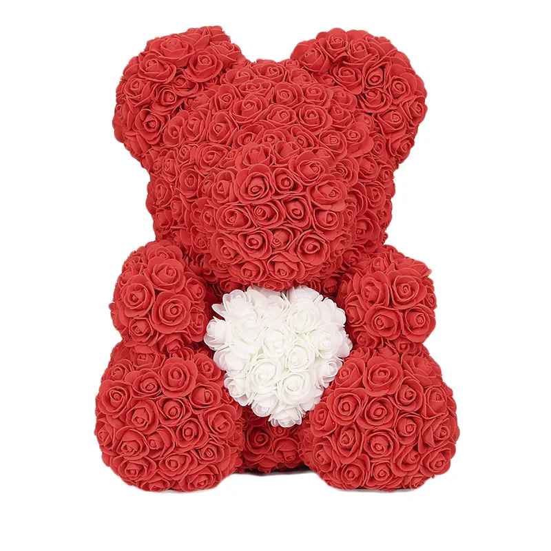 High Quality Girl friend Christmas Valentine Gift 16 inch 40 cm Foam Teddy Rose Rear with Heart