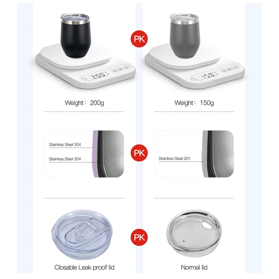 Watersy Double Wall Insulated Stainless Steel 12oz Powder Coating Wine Glass Tumbler Coffee Beer Cups With Sliding Lid for Gift