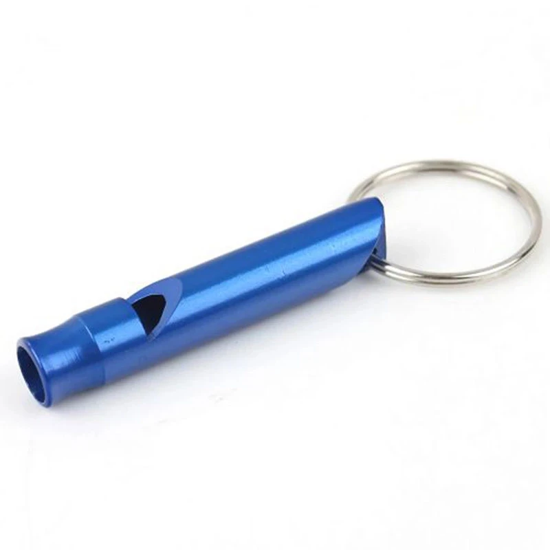 Camping Hiking Survival Whistle Small Size Aluminum Emergency Whistle Outdoor Loud Portable Keychain Necklace