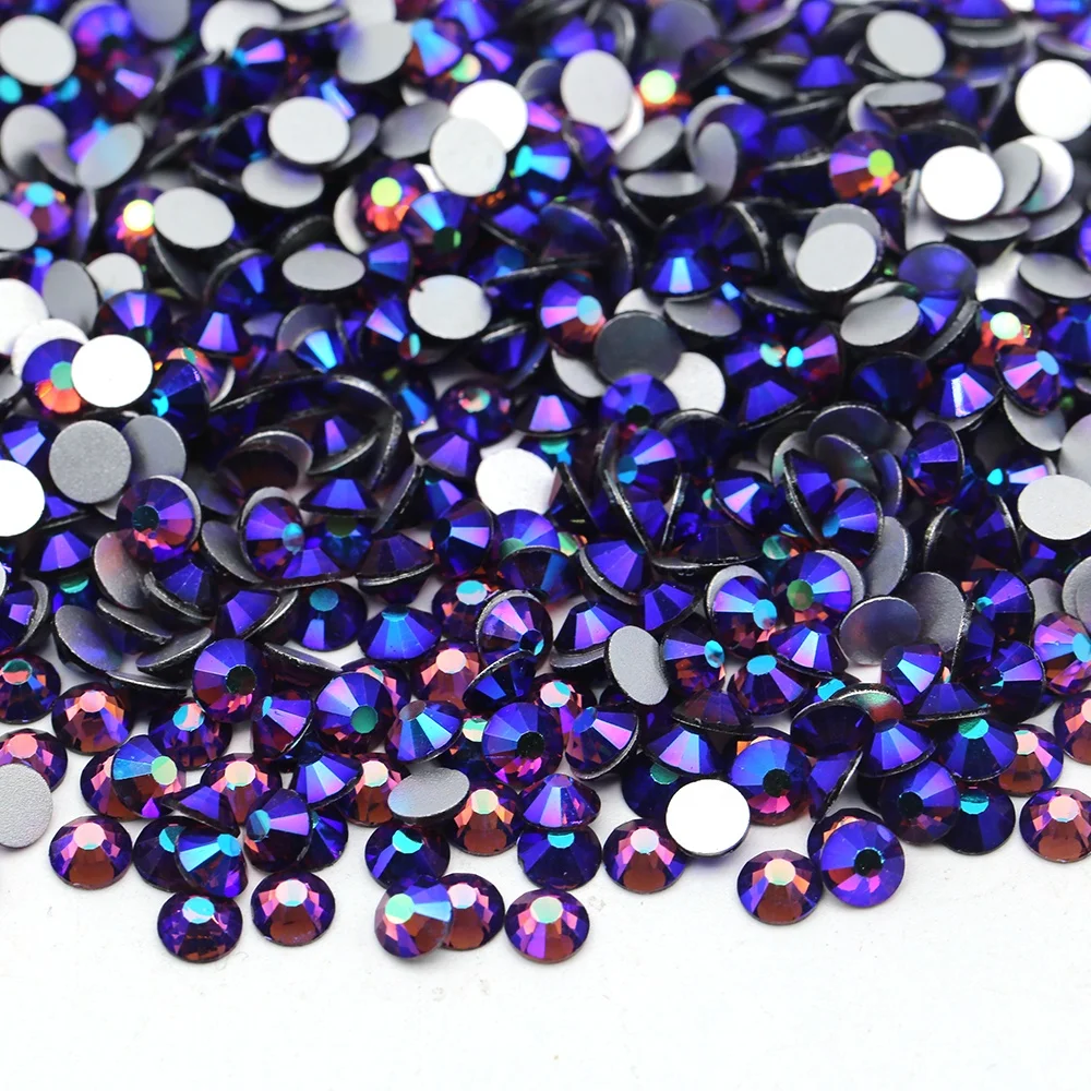 Amethyst AB Glass Nail Rhinestones Non Hotfix Strass Diamond Flatback Glass Crystal Stones For DIY Decorations